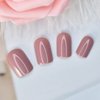 ELEVENAIL Medium Squoval Glossy Press on Nails Pure Milk Tea Red Pink False Nails Salon Manicure Reusable Short Christmas Fake Nails Tips Faux Ongles Fingernails for Daily Office Home