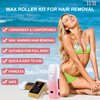 Roll On Wax Kit with Wax Warmer for Hair Removal - Wax Roller Heats Up Wax to Remove Unwanted Hair from Sensitive Areas - Waxing Strips, Wax Heater and Other Waxing Accessories Included