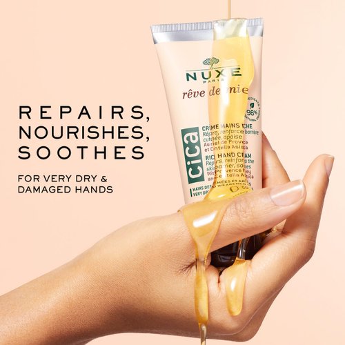 NUXE Rêve de Miel Cica Hand Cream - Instant Relief Moisturizing Lotion for Dry Cracked Hands with Shea Butter, Honey & Centella Asiatica, 1.7 Oz