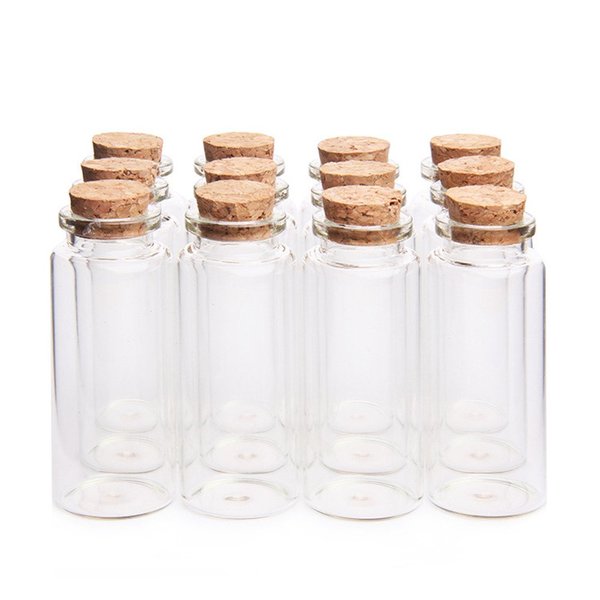 Danmu 30ml 1.18" x 2.75" Mini/ Tiny Glass Jars with Wood Cork Stoppers, Wishing/ Message Bottle for Halloween Decorations, Wedding/ Baby Shower Favors(12Pcs)