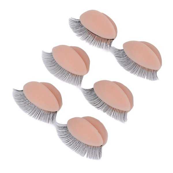 3 Pairs Replaced Eyelids Silicone Double Eyelashes Replacement Eyelids for Mannequin Head Practice Removable Eyelids with Double Layer Eyelashes Eyelash Extension Practice Eyelid