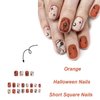 Halloween Nails Skeleton Press on Nails Short Length Fake Nails Square Shaped False Nails with Star Moon Halloween Designs for Glossy Acrylic Nail Full Cover Art Kit for Women 24 Pcs