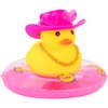 wonuu Car Dashboard Duck, Car Ornament Rubber Ducks Decoration Accessories with Cowboy Hat Sunglasses Necklace Swim Ring, Heart Glasses+Cowboy Pink+Pink