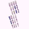 24 Pcs Press on Nails Long, Violet Fake Purple Full Cover False Nails with Rhinestone Designs Extra Long Glue on Nails Acrylic Nails for Women and Girls