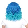 SWACC 12 Inch Short Curly Wavy Bob Wig with Bangs Synthetic Hair Wig for Women with Wig Cap (Teal Blue Ombre)