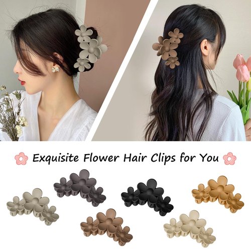 AMCAMI Flower Hair Clips for Women Claw Clips for Thick Hair 6 Pcs Claw Clips Hair Clips for Thin Hair Beach Accessories for Women Cute Hair Clips Hawaiian Flower Hair Clips Hair Claws