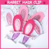 16 Pcs Bunny Ear Hair Clips with Glitter Rabbit Ears, Toddlers Animal Hair Pins Easter Hair Accessories for Girls Hair Clips Kids Costume Party Supplies