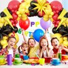 Red Black Yellow Balloons Arch Garland Kit, Cartoon Birthday Party Balloons with Flash Lightning Starburst Mylar Balloons for Cartoon Ball Theme Birthday Baby Shower Party Decor