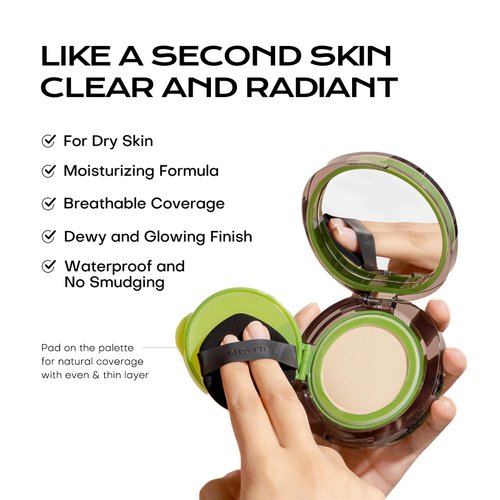 Mistine Cushion Foundation Breathable Coverage with Satin Finish,Long-Lasting, Oil-Moisture Balance Foundation Makeup,Contains Beauty Serum for Dry Skin,Porcelain