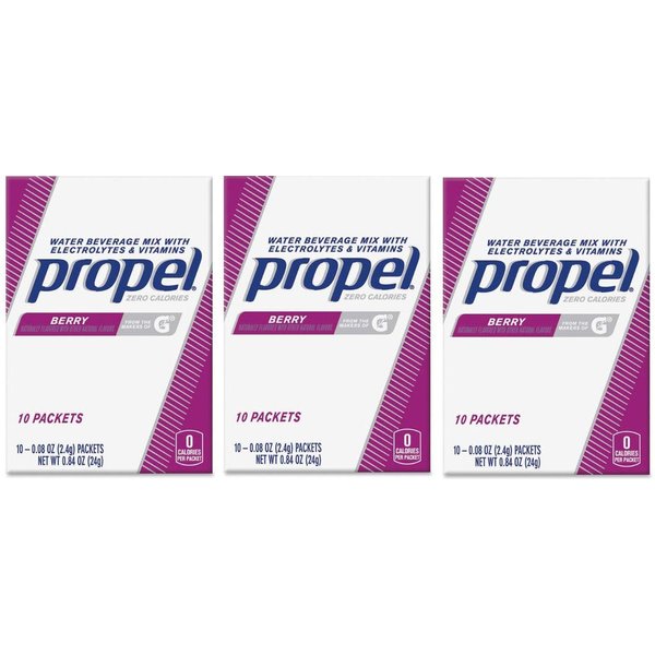 Propel Berry Water Beverage Mix with Electrolytes & Vitamins, 0.08 oz, 10 count (Pack of 3)