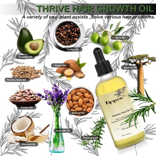 Carvenchi 2Pcs 120ML Natural Hair Growth Oil - Organic Rosemary Oil for Thin, Dry, Damaged Hair Growth