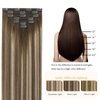 FUBILI Hair Extensions Clip in Human Hair 16inch Clip in Hair Extensions Balayage Walnut Brown to Ash Brown Mix Light Blonde Ombre Clip in Extensions Double Weft Real Human Remy Hair 120g 7pc
