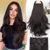 KooKaStyle Clip in Hair Extensions Thick Long Straight Hair Extensions Upgrade Soft Lace Weft Lightweight 7PCS Layered Hair Extensions Dark Brown 20Inch for Women