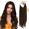 Sunny Wire Hair Extensions Brown Fish Line Hair Extensions Chocolate Brown Invisible Wire Human Hair Extensions Brown Short Hairpiece Extensions Human Hair Brown Hair Extensions 80G 12Inch