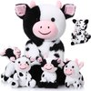Sumind 5 Pcs Cow Plush Animals Set Mommy Cow Stuffed Animal with 4 Baby Cute Cows in Her Tummy Mommy Cow and Baby Small Plush Cow for Boys Girls(Cute)