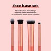 Real Techniques Face Base Makeup Brush Kit, For Concealer, Foundation, & Contour, Works With Liquid, Cream & Powder Products, For Blending & Buffing, Makeup Brush Set for Sculpting, 4 Piece Set