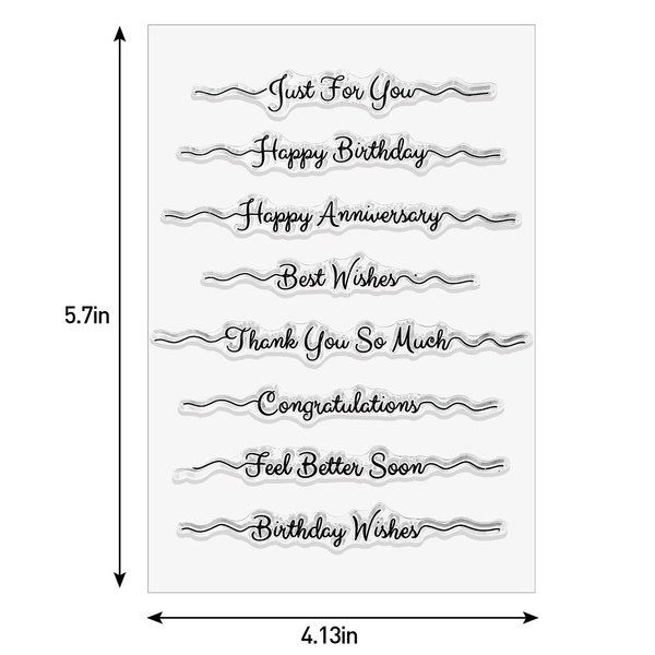 4 Sheets Words Clear Stamps for Card Making Silicone Sentiment Stamp with Scripture Greeting Words Pattern for Valentines Christmas Holiday Card and DIY Scrapbooking Journal(Transparent,Sentiment)