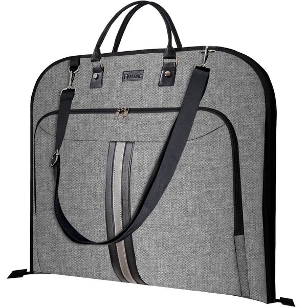 BALEINE Foldable Garment Bags For Travel, 42'' Premium Suit Bags For Men Travel, Carry On Garment Bags for Hanging Clothes (Grey)