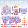 Lewtemi 48 Pcs Kids Tea Party Set for 3 Year Old Girls Princess Tea Pretend Toy Kids Kitchen Pretend Play Tea Party Set Toys with Dessert Doughnut Carrying Case for Xmas Birthday Gift (Unicorn Style)