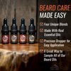 Rocky Mountain Barber Company Beard Oil Sample Size Pack - 4 Unique Beard Oil Varieties (0.17 oz each) - Cedarwood, Sandalwood, Bamboo & Unscented – Contains Essential Oils
