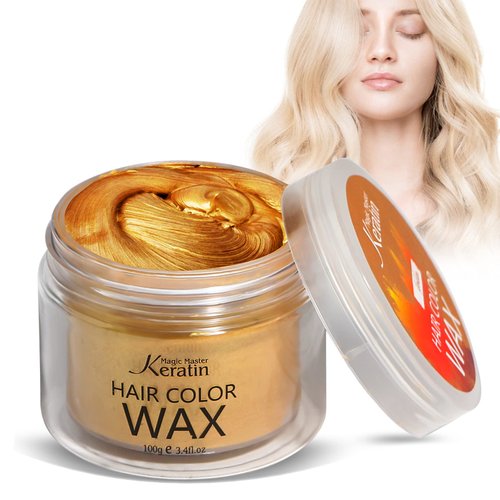 Temporary Hair Color Wax Blonde Golden, Magic Master Keratin Hair Dye Paint Wax, 3.4 Fl Oz Natural Washable Temporary Hair Color for Kids Girls Women & Men,Party, Cosplay, Festival & Halloween