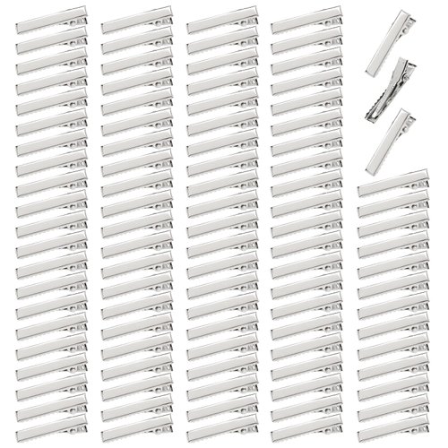 Lawie 100 Pack 30mm Small Plain Flat Silver Duckbill Alligator Metal Hair Clips Crocodile Clips Hair Grips Pins Hairdressing Styling Sectioning Curl Clips Barrettes Craft DIY Accessories for Women