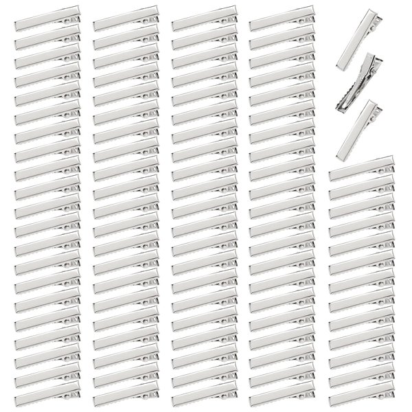 Lawie 100 Pack 30mm Small Plain Flat Silver Duckbill Alligator Metal Hair Clips Crocodile Clips Hair Grips Pins Hairdressing Styling Sectioning Curl Clips Barrettes Craft DIY Accessories for Women