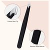 Honoson 3 Pieces Eyebrow Tweezers Stainless Steel Pointed Tip Pointed Hair Removal Tweezers Precision Tweezers Splinter Plucking and Ingrown Hair Removal for Facial Hair (Black)