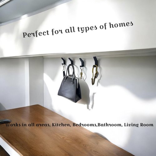 Wall Mounted Hooks for Towels, Coast, for Kitchen and Bathroom, Color Metal Hangers Adhesive or Whith Screws, Pack of 6, Silver (Black)