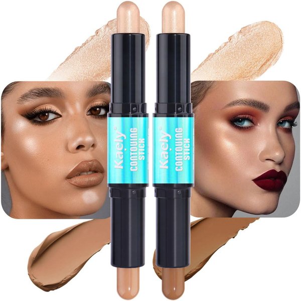 evpct 2in1 Face Shaping & Contouring Stick Cream Contour Concealer Bronzer Stick Makeup Kit for Face Highlighter Makeup Stick contorno maquillaje de maquillaje, NEW Medium + NEW Medium Tan