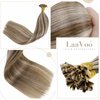 LaaVoo U Tip Hair Extensions Real Human Hair Utip Extensions Human Hair Highlight Ash Brown with Light Blonde Stick Tip Hair Extensions Blonde Pre Bonded Keratin Extensions 18 Inch 50g/50s