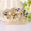 EVER FAITH Wedding Hair Comb Rhinestone Pearl Bride Hair Accessories Flower Vine Hair Piece for Bridesmaids Blue Silver-Tone