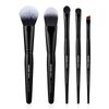 EIGSHOW Everyday Makeup Brushes, 5 Pcs Beginner Makeup Brush Set for Foundation, Blush & Concealer, Eyeshadow, Vegan & Cruelty-Free, Travel Friendly - Black