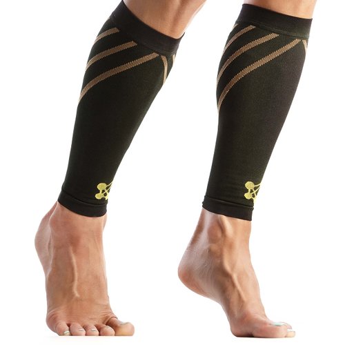 Calf Compression Sleeves for Men & Women - Leg Sleeve and Shin Splints Support - Ideal for Leg Cramp Relief, Varicose Veins, Running - 20-30mmHg Copper Infused Nylon by CopperJoint - Medium