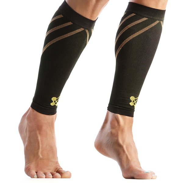 Calf Compression Sleeves for Men & Women - Leg Sleeve and Shin Splints Support - Ideal for Leg Cramp Relief, Varicose Veins, Running - 20-30mmHg Copper Infused Nylon by CopperJoint - Medium