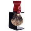 Parker Safety Razor, Premium Handmade "LONG LOFT" 3-Band Pure Badger Bristle Shaving Brush with Rosewood Handle – Brush Stand Included