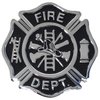 Firefighter Maltese Cross Shaped Metal Auto Emblem (Black & Chrome) - Show Your Support!