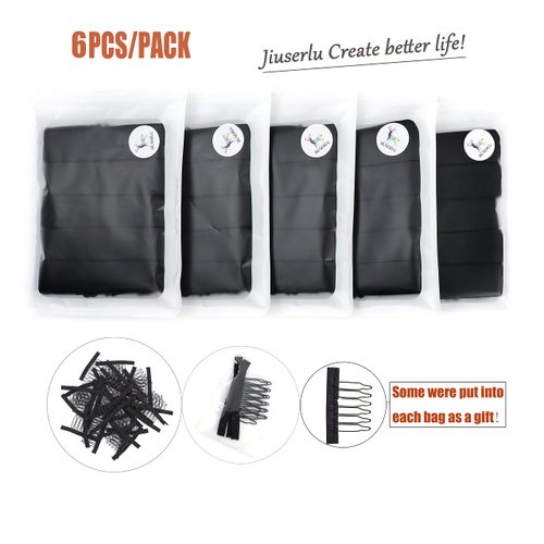 6PCS Elastic Bands For Wig Adjustable Elastic Band For Wigs Adjustable Wig Bands For Making Wigs Adjustable Elastic Wig Straps Wig Band Strap For Wigs Sewing in Wig (1 x 12 Inch)