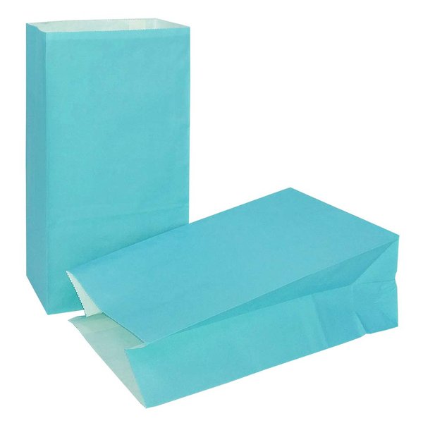 KEYYOOMY Small Paper Bags Blue 100 CT Kraft Paper Bags for Kid’s Birthday Party Gift Giving (3.1 x 5.1 x 9.4 In)