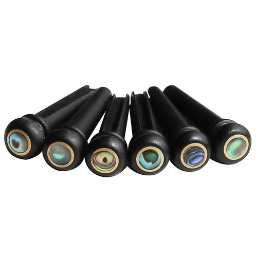 Blisstime 6pcs Ebony Guitar Pins Inlaid Abalone Dot Acoustic Guitar Replacement Parts
