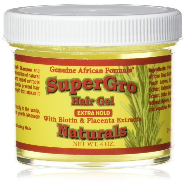 ILIOS African Formulas SuperGrow Hair Gel with Extra Hold - For Breading, Locking, Twisting - Natural Gel for Nourishing, Shining for Silky, Wavy, Coily, Frizzy Hair - 4 oz Packaging.