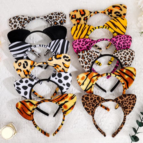 Casoty 12 Pcs Cat Headbands, Cat Party Supplies, Cat Headband, Cat Ear Headband, Cat Party Favors, Cat Ear Hair Accessories for Halloween Costume Birthday Party