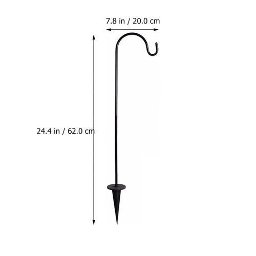 BESPORTBLE Shepherd Hook, Outdoor Garden Hook, 24 Inch 2-Pack, Garden Pole for Bird Feeder Plant Hook Solar Light Hanger Lawn Stakes