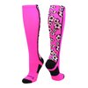 MadSportsStuff Crazy Soccer Socks with Soccer Balls over the calf (Neon Pink/Black, Medium)