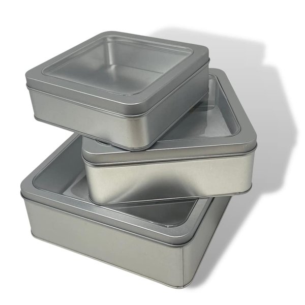 3 Christmas Cookie Tins- Christmas Cookie Tins with Lids for Gift Giving, Christmas Tins Holiday Cookie Boxes, Christmas Tins for Cookies and Gifts- 3 Nested Metal Cookie Tins (Metal Tins)