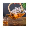 800ml Glass Teapot With Glass Infuser, Teapot With Strainer For Loose Tea, Safe On Stovetop, Tea Pot With Bamboo Handle (800ML/28oz)