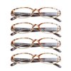 VisionGlobal 4 Pairs Reading Glasses with Spring Hinge, Blue Light Blocking Glasses for Women/Men (Tortoise,+1.00 Magnification)