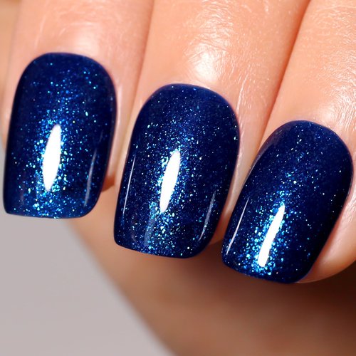 Firedeep Navy Blue Gel Nail Polish, 0.54 Fl Oz Glitter Navy Blue Gel Polish UV/LED Soak Off Nail Polish for Autumn and Winter