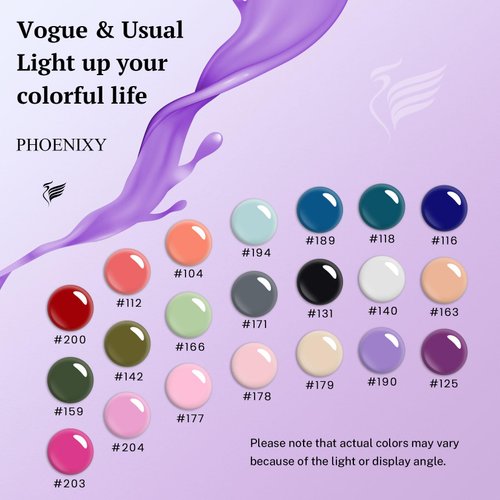 phoenixy 24 PCS Gel Nail Polish Set, Spring 21 Colors 8ml Gel Nail Polish Kit with Base Glossy Matte Top Coat Black Gray Red Nail Polish Set Nail Kit Gifts for Women