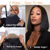 4x4 Lace Front Bob Wigs Human Hair 180 Density HD Transparent Lace Bob Wig for Black Women Short Straight Bob Lace Frontal Wigs Glueless Pre Plucked With Baby Hair Natural Color 14 Inch